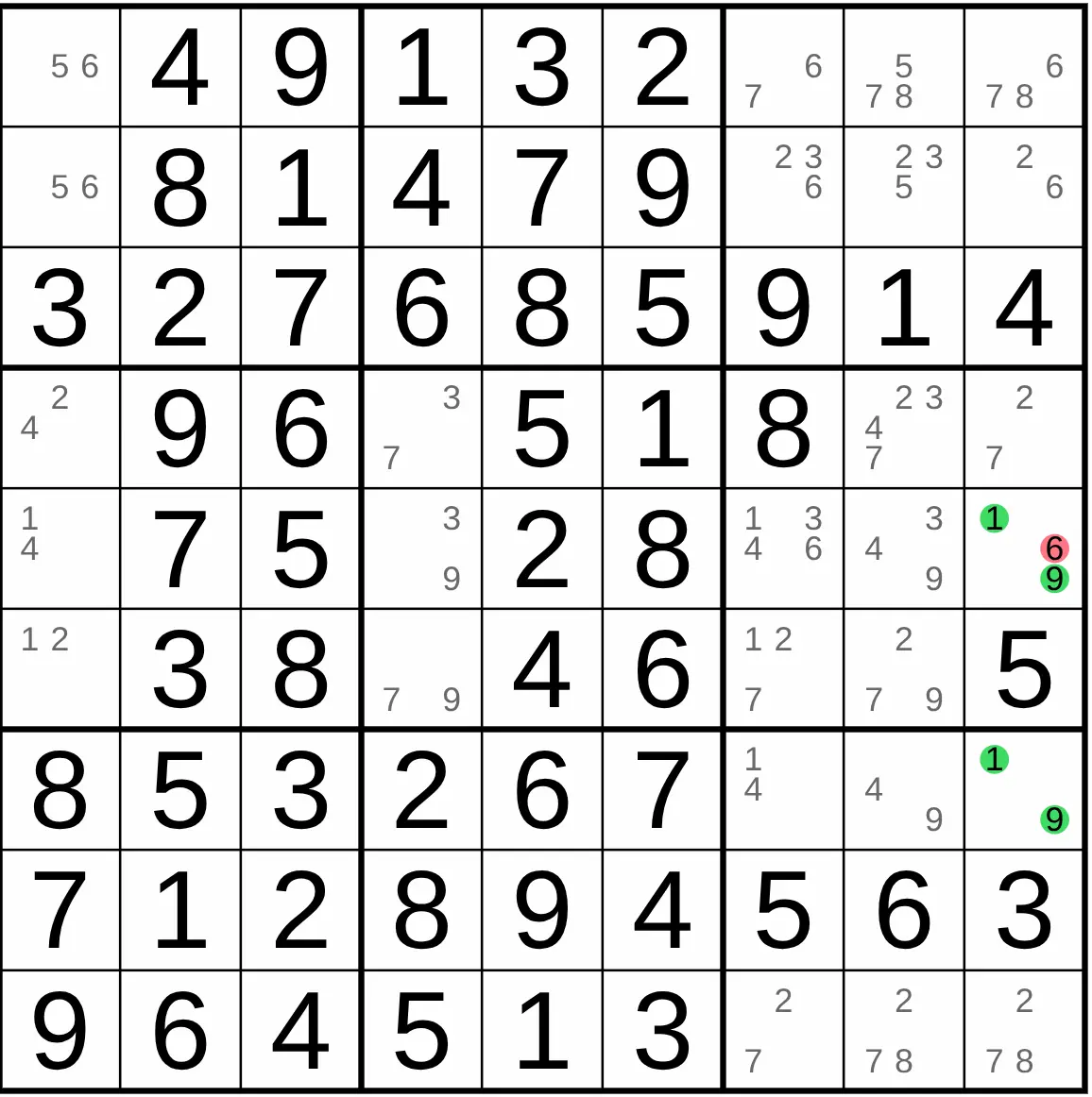 Hidden pair Sudoku example